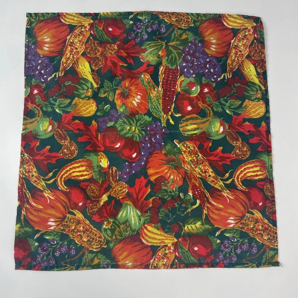 Autumn Cloth Napkins Mixed Harvest Fruit Vegetable‎ Set of 6 Different Sizes